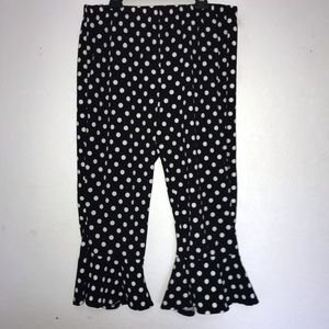 Arabella Stretch Ruffle Hem Crop Black White Polka Dot Pant 2X*